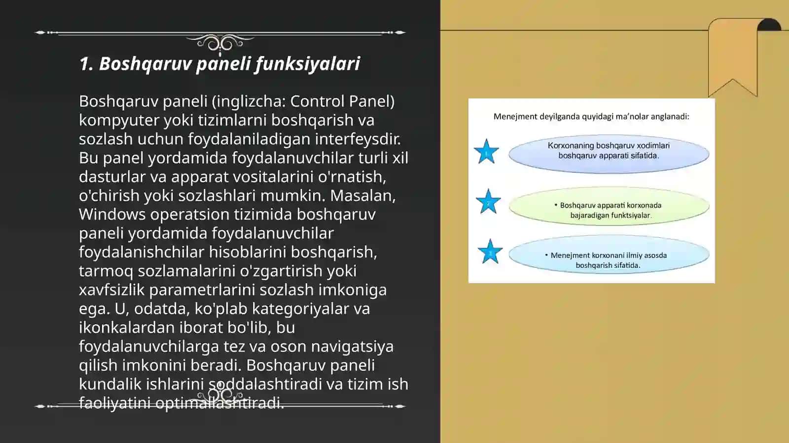 Boshqaruv paneli funksiyalari 3