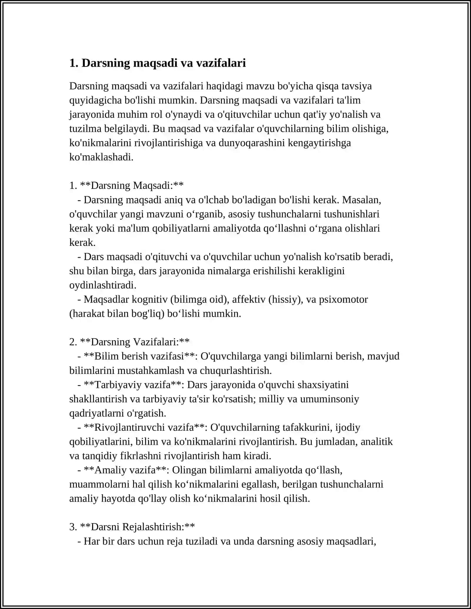 DARSNING REJA—KONSPEKTI VA TEXNOLOGIK XARITASI 3