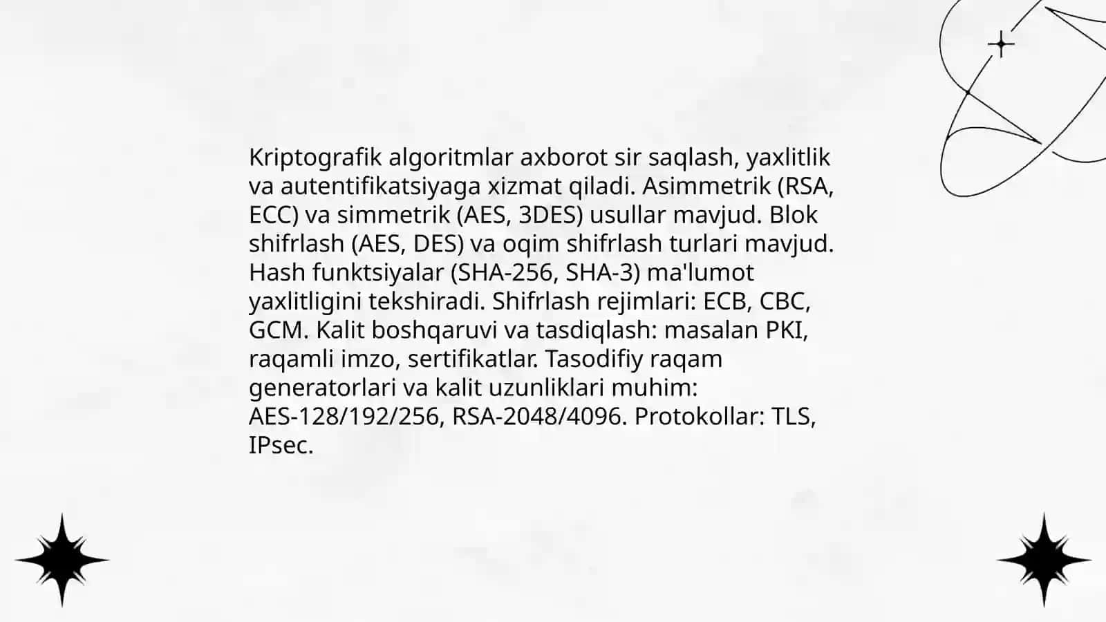 Kriptografik algoritmlar va shifrlash metodlari 3