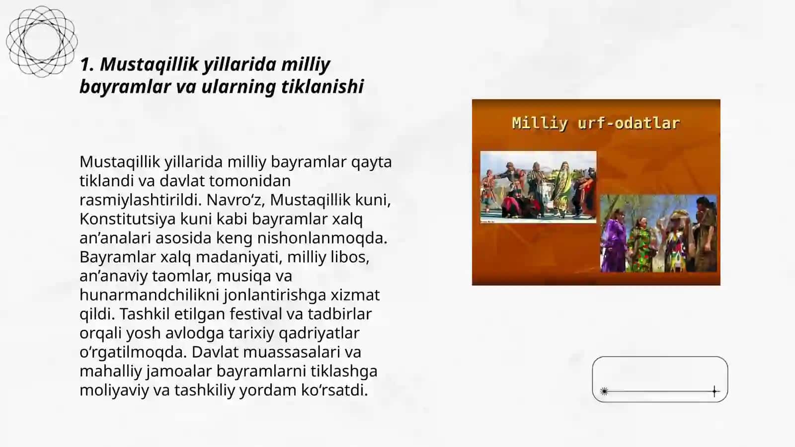 Mustaqillikda yillarida milliy urf-odatlar qadriyatlar va an’analARNING qayta tiklanishi 3