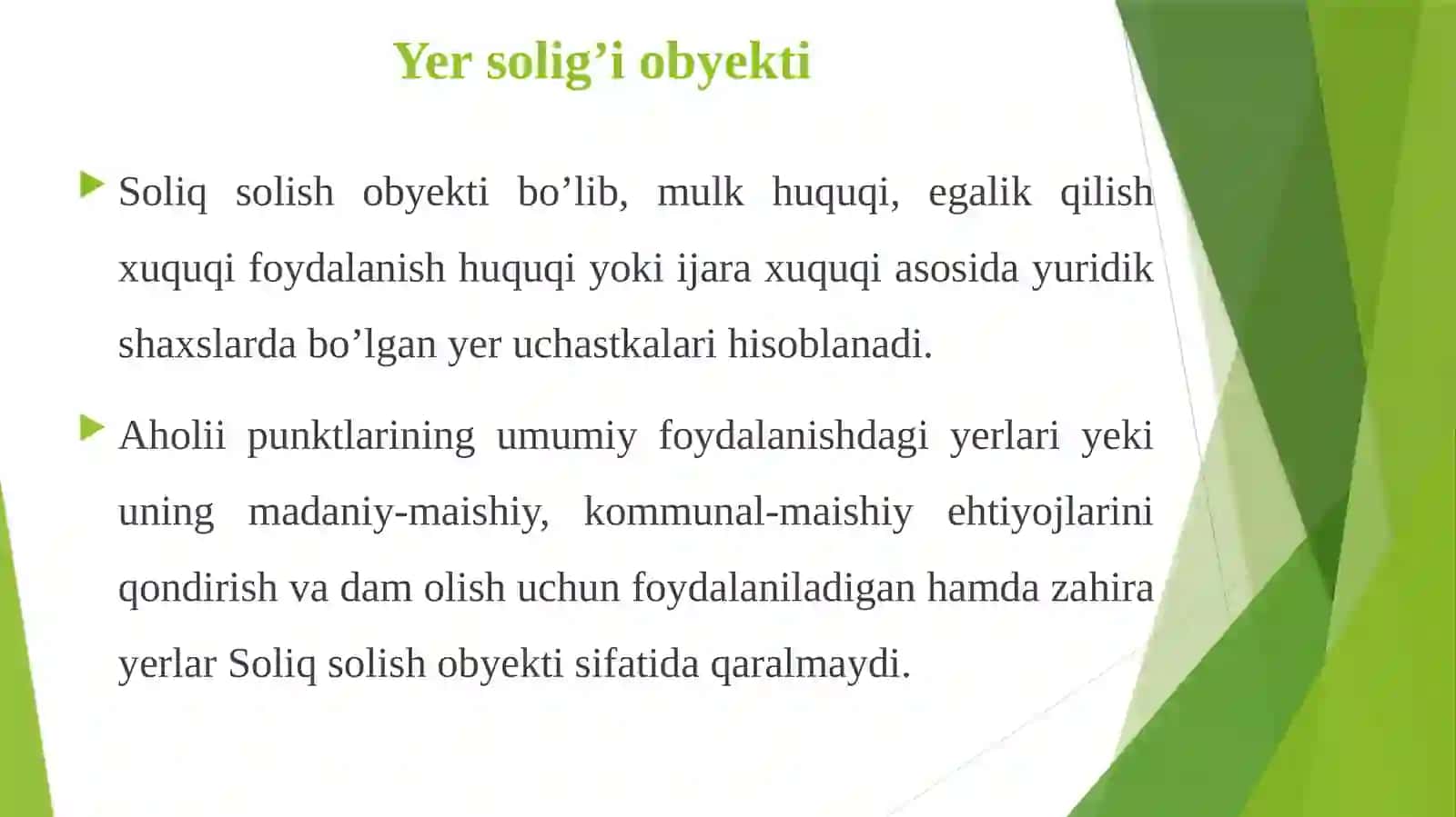 Yuridik shaxslardan undiriladigan mol-mulk va yersolig'i to'lovchilar 3