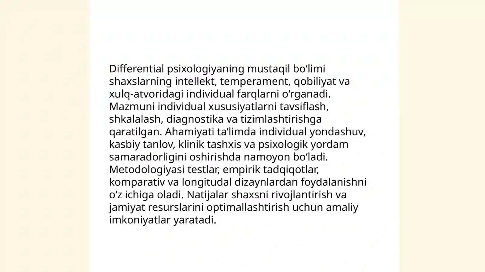 Differential psixologiya mustaqil bo'limi sifatida 3