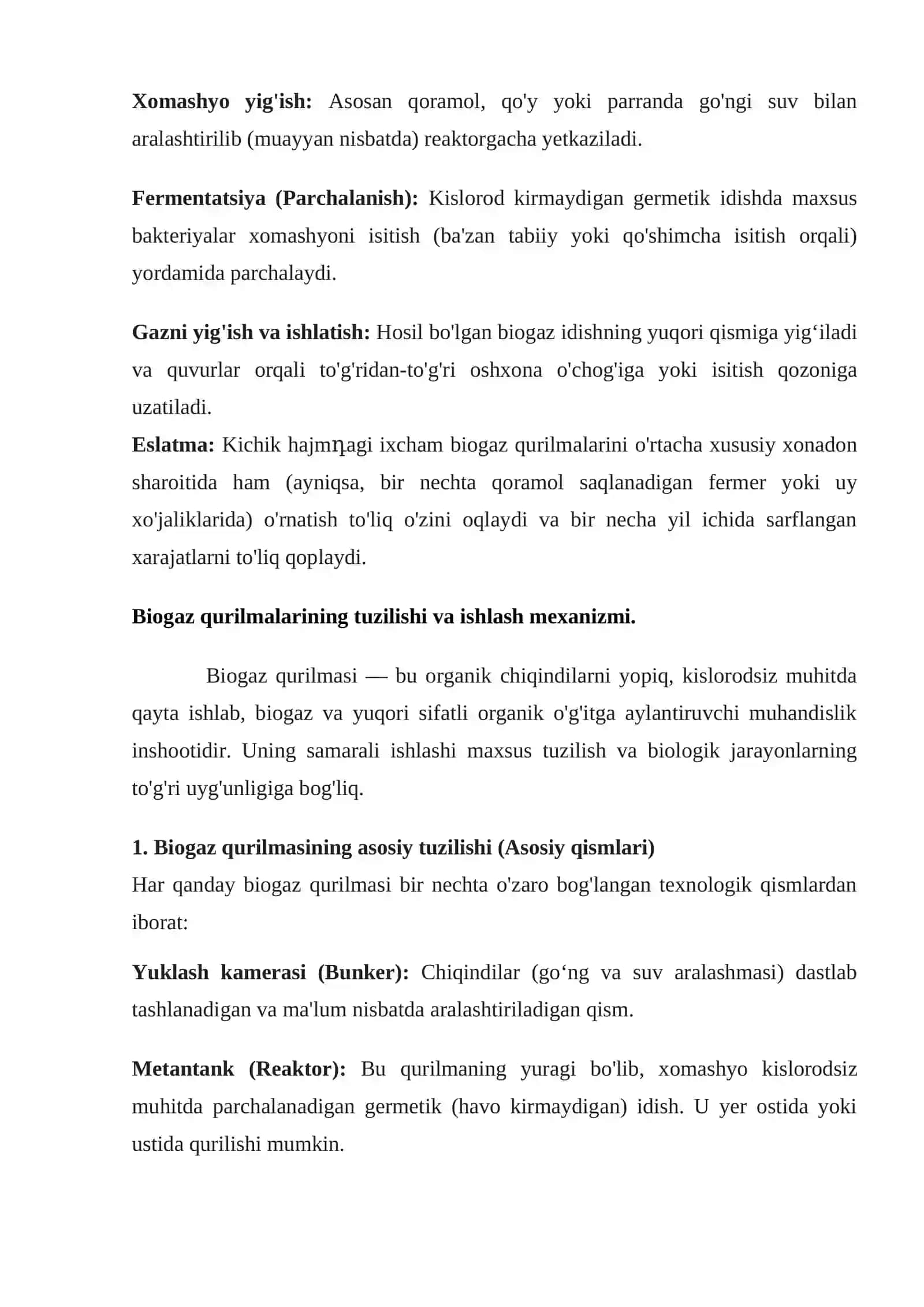 Biogazni shaxsiy uyda energiya manbai sifatida qo'llash 3