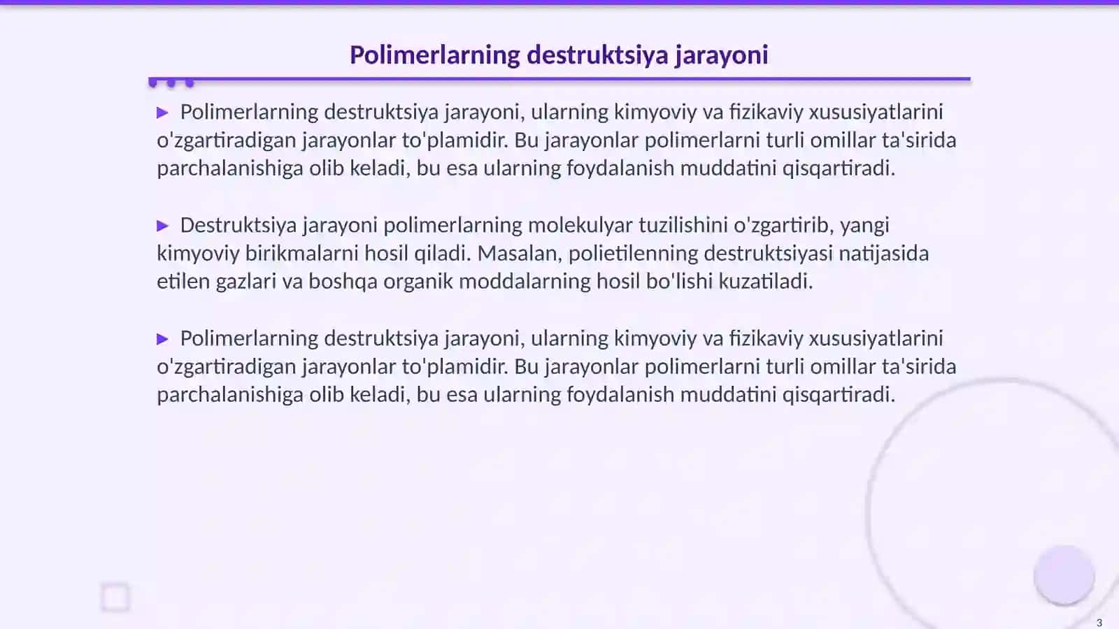Polimer mоddаlаrining dеstruktsiyasi 3