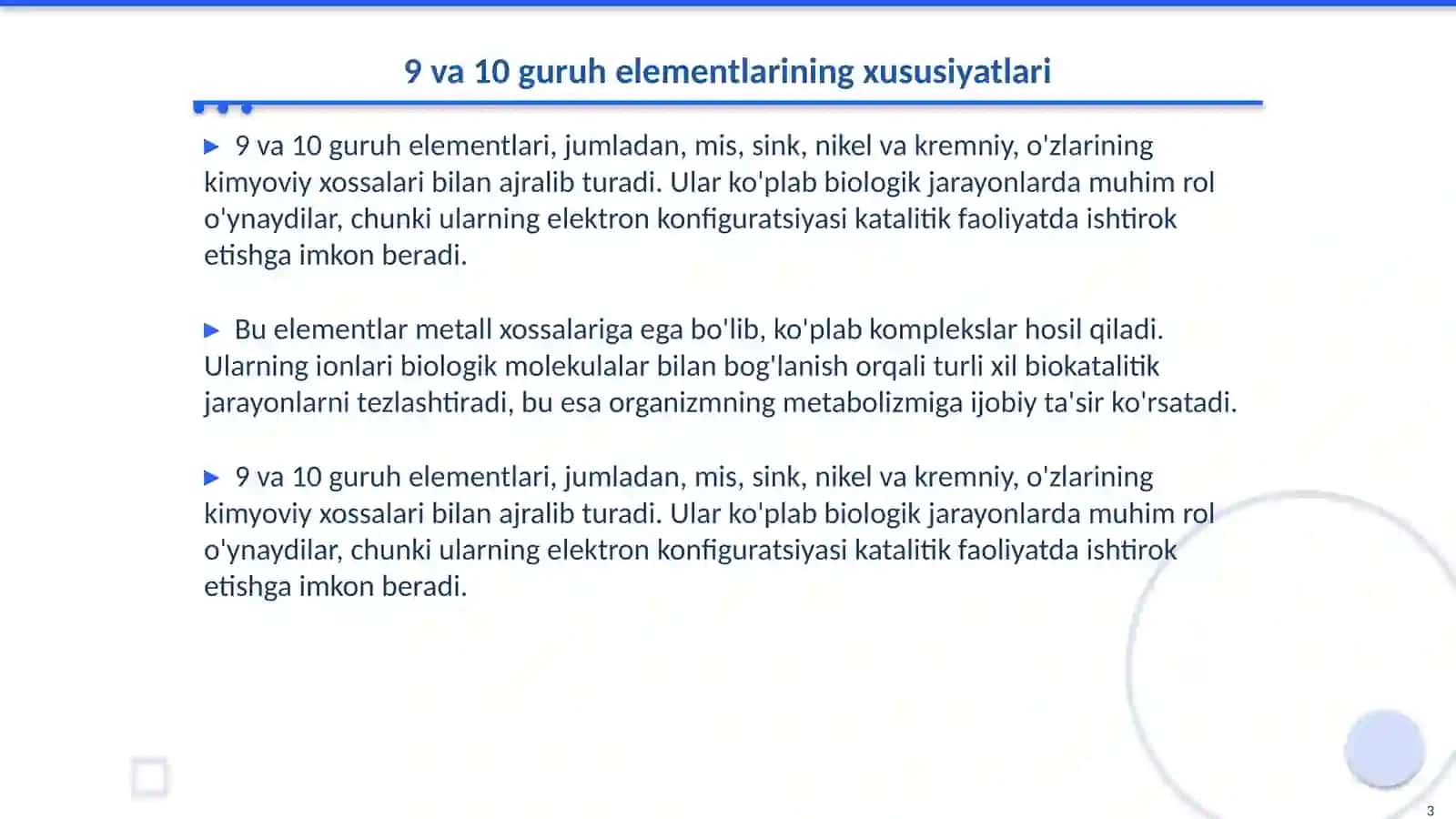 9 va 10 guruh elementlari biokatalizatorlik xossasi 3