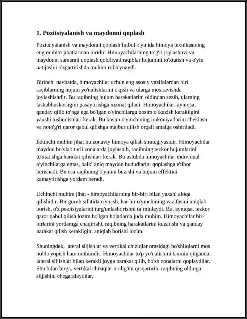 FUTBOL O'YINIDA HIMOYA TEXNIKASI 3