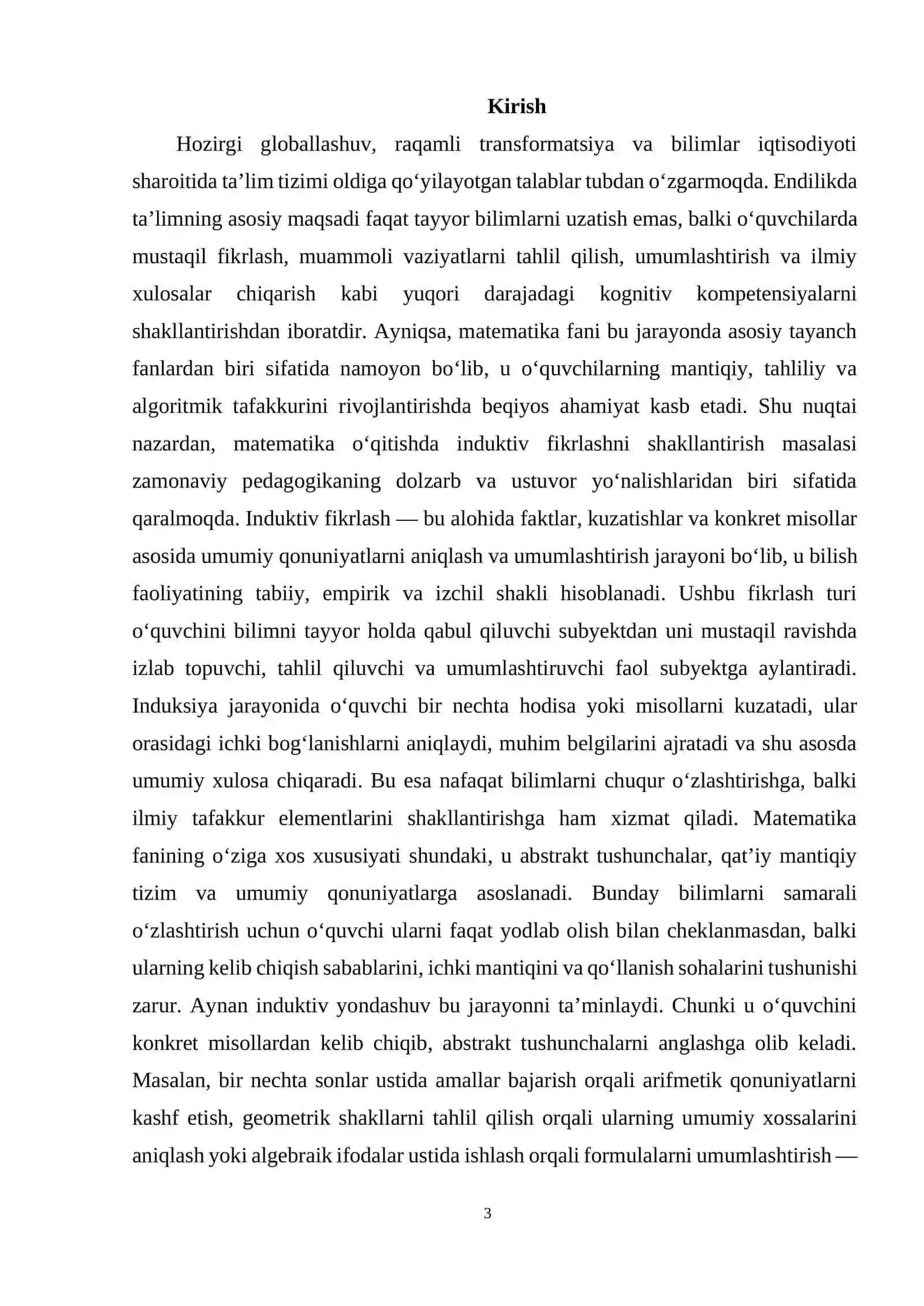 Matematika o‘qitishda “induktiv” fikrlashga o‘rgatish metodikasi 3