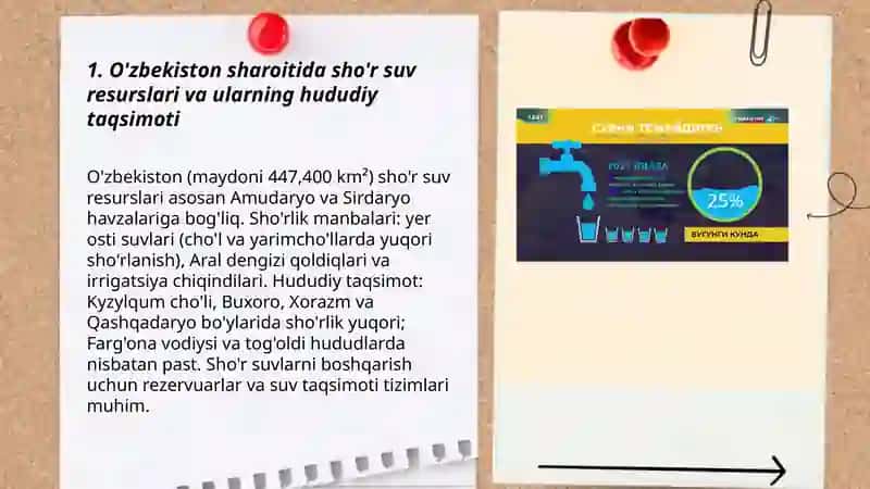 O'zbekiston sharoitida sho'r suvlarni chuchuklashtirish g'oyasini yaratish 3
