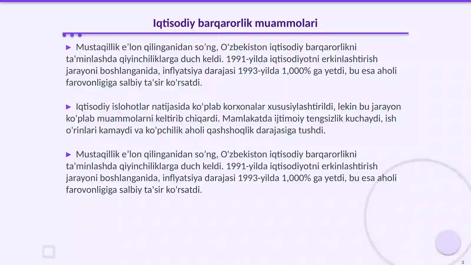 Iqtisodiy barqarorlik muammolari 3