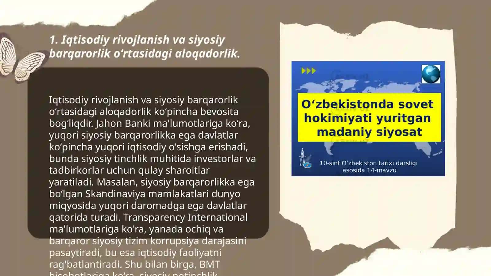 Iqtisodiy rivojlanish va siyosiy barqarorlik oʻrtasidagi aloqadorlik 3