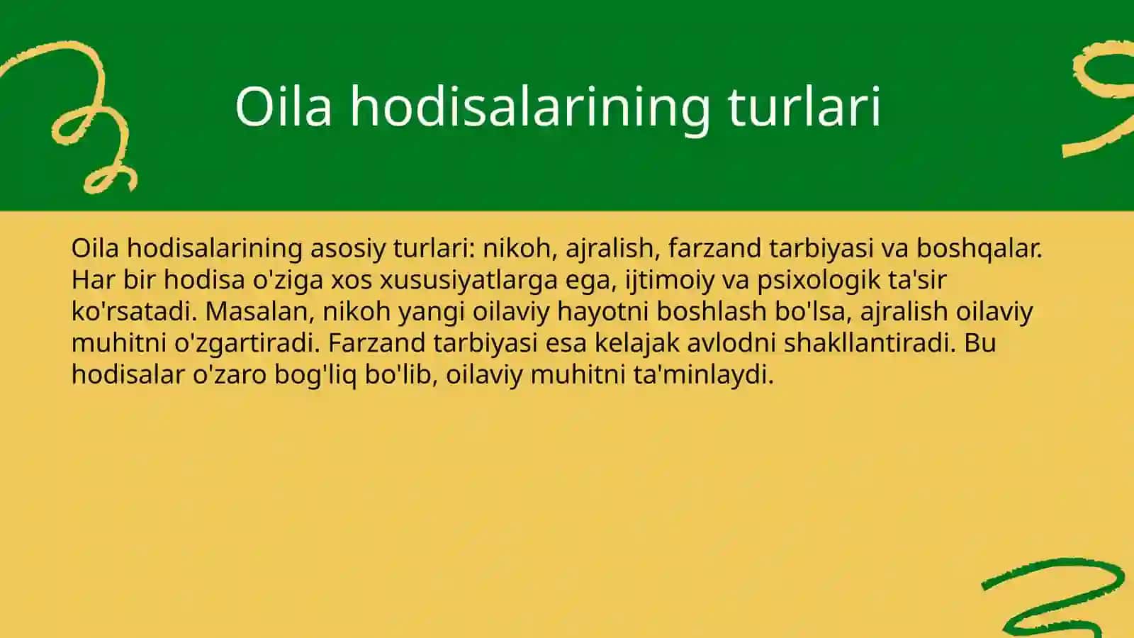 Oila dinamikasi hayotiy sikli doirasida yuzaga keluvchi asosiy oilaviy hodisalarning o'ziga xosligi 3