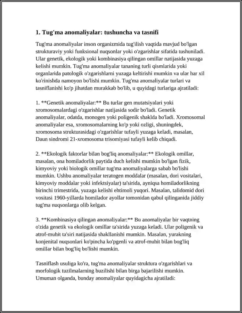 TUGMA ANOMALIYALAR. CHALA TUGILGANLARDAGI BUZILISHLAR 3