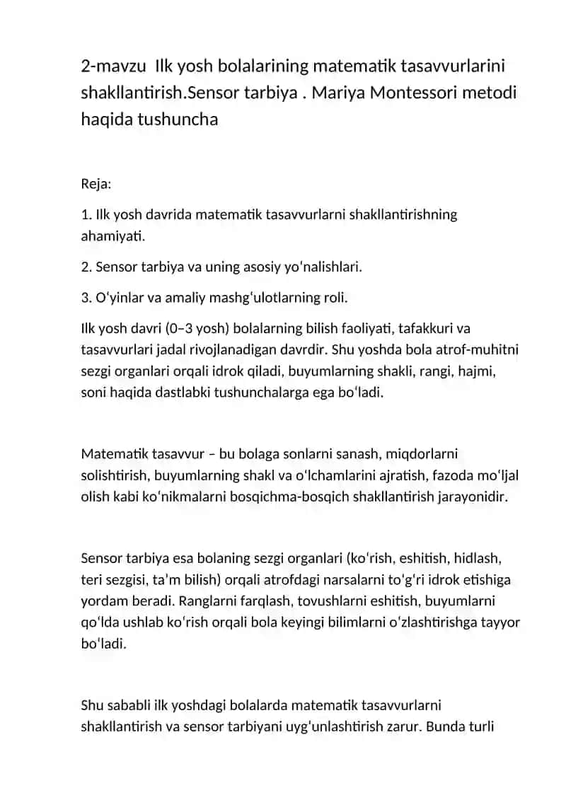 Maktabgacha talim yoshdagi bolalarda Ilk matematik tasavvurlarini shakllantirish metodikasi 3