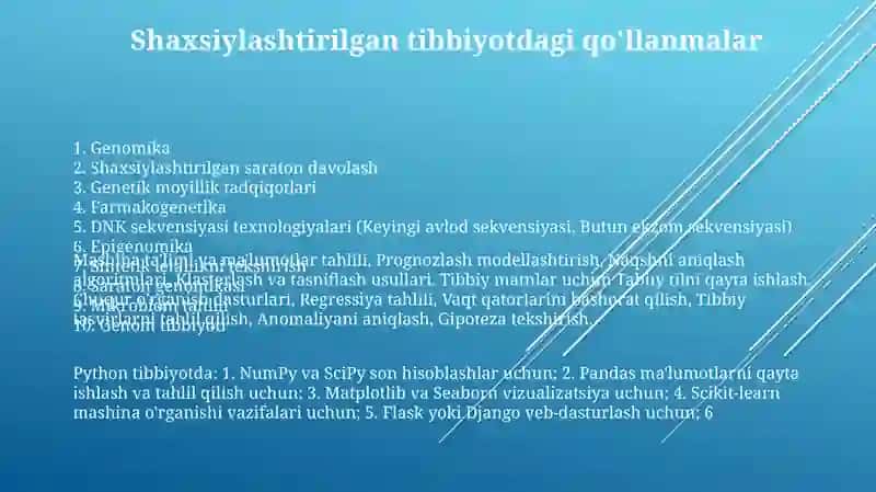 Tibbiyotda Python Yordamida Mashina O'rganishi 3