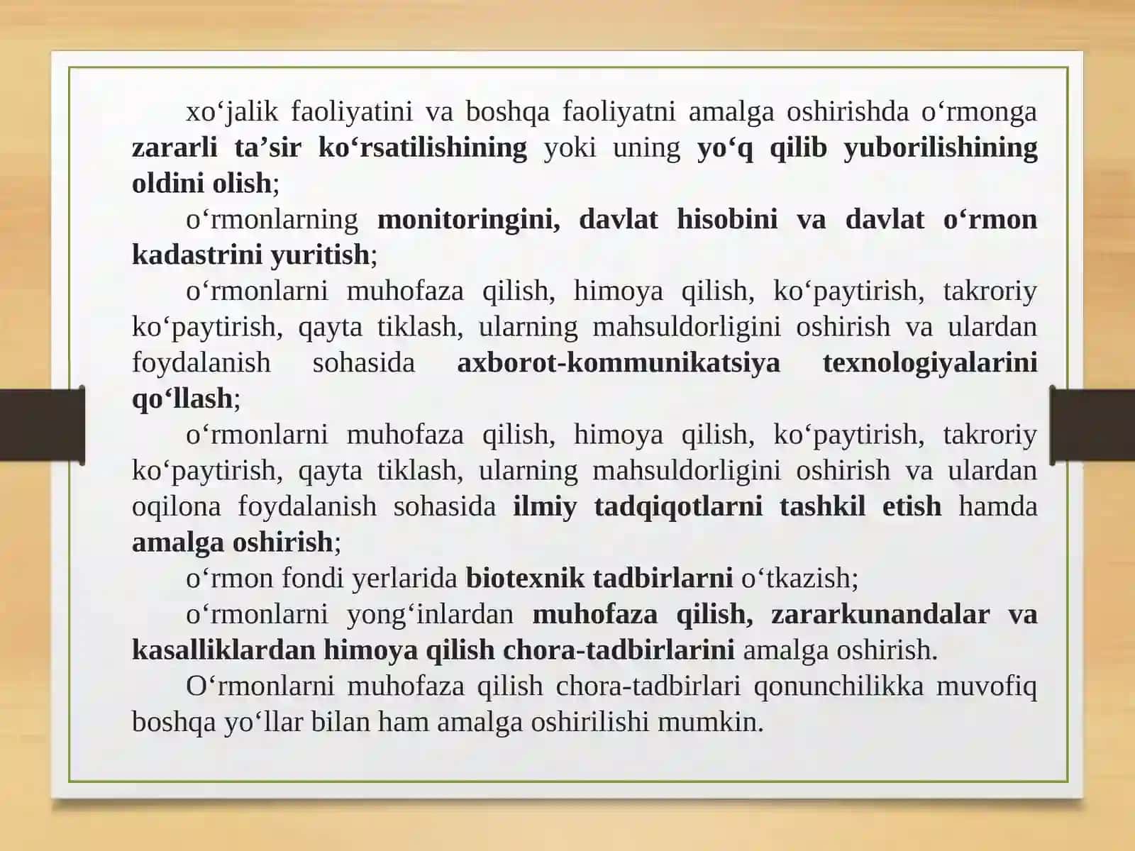 O‘RMONLARNI HIMOYA VA MUHOFAZA QILISHI 3