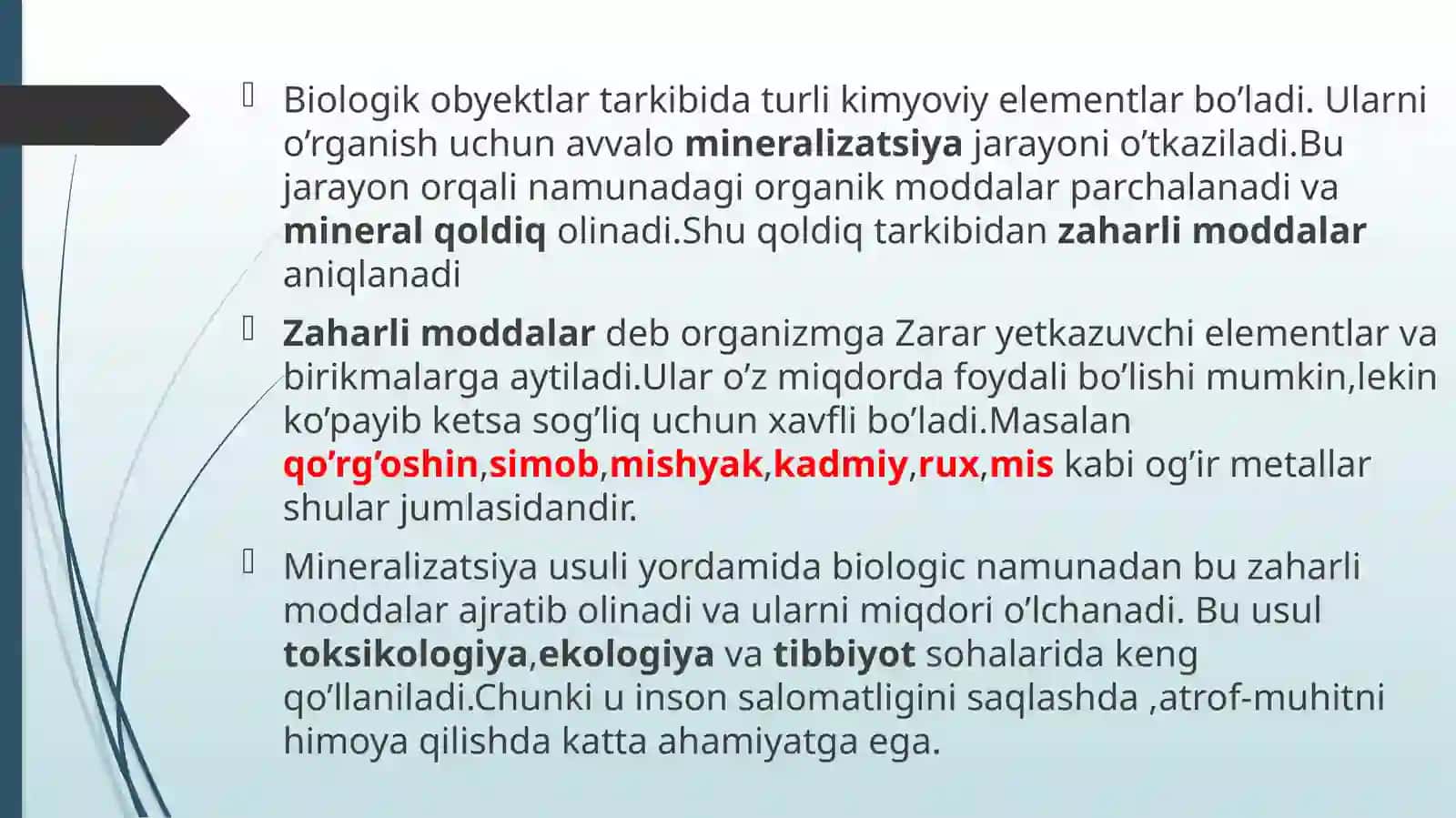 Mineralizatsiya va zaharli moddalar 3
