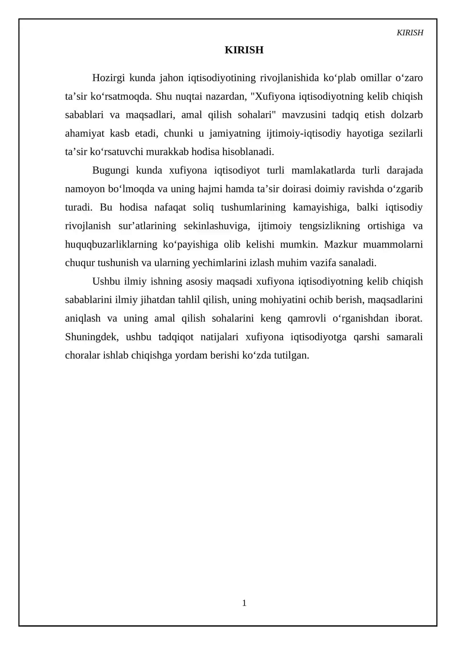 Xufiyona iqtisodiyotning kelib chiqish sabablari va maqsadlari, amal qilish sohalari 3