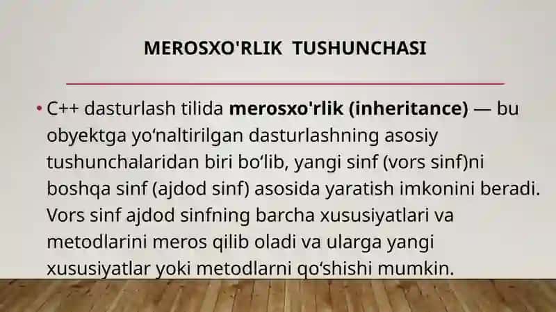 Obyektgayo’naltirilgandasturlashasoslari- 2 (Merosxo'rlik) 3