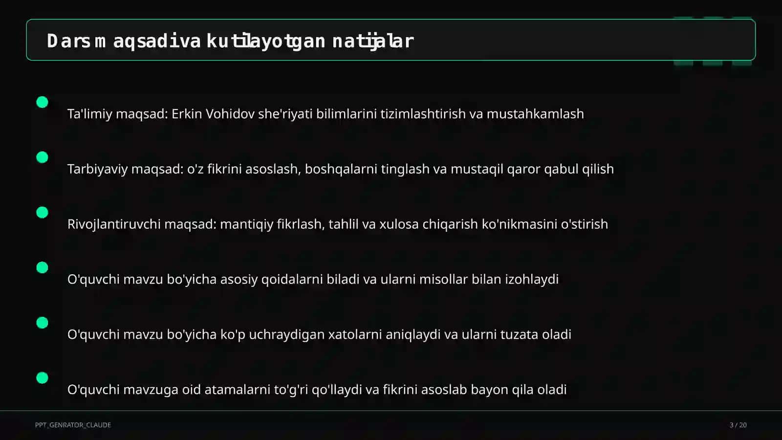 Erkin Vohidov she'riyati (8-sinf) 3