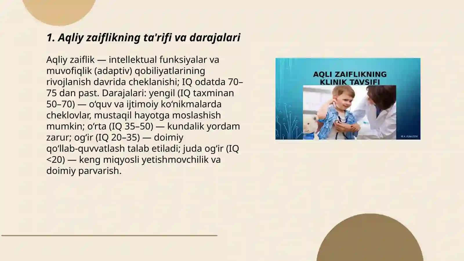 Aqliy zaiflik darajalari 3