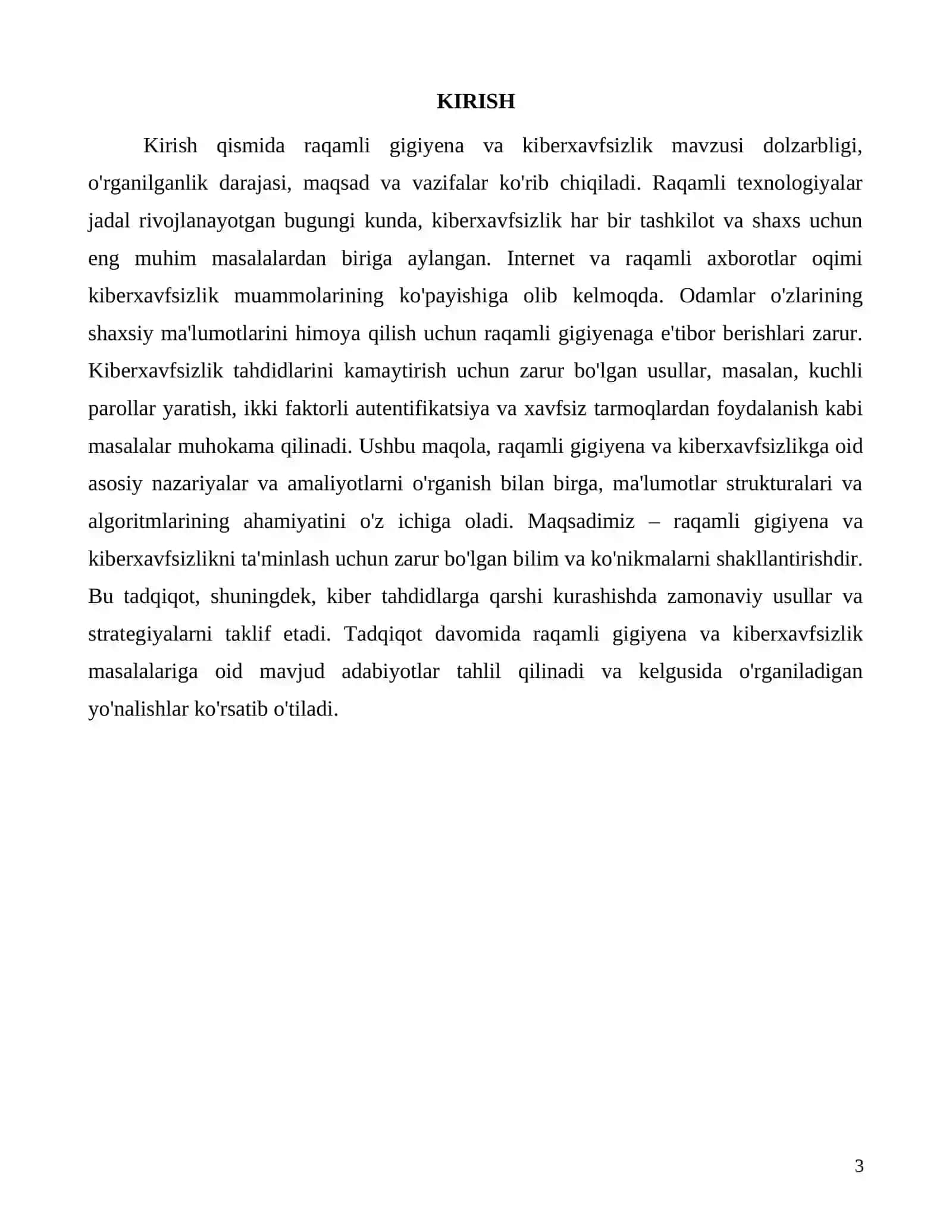 Raqamli gigiyena va kiberxavfsizlik: Ma'lumotlar strukturasi va algoritmlari 3