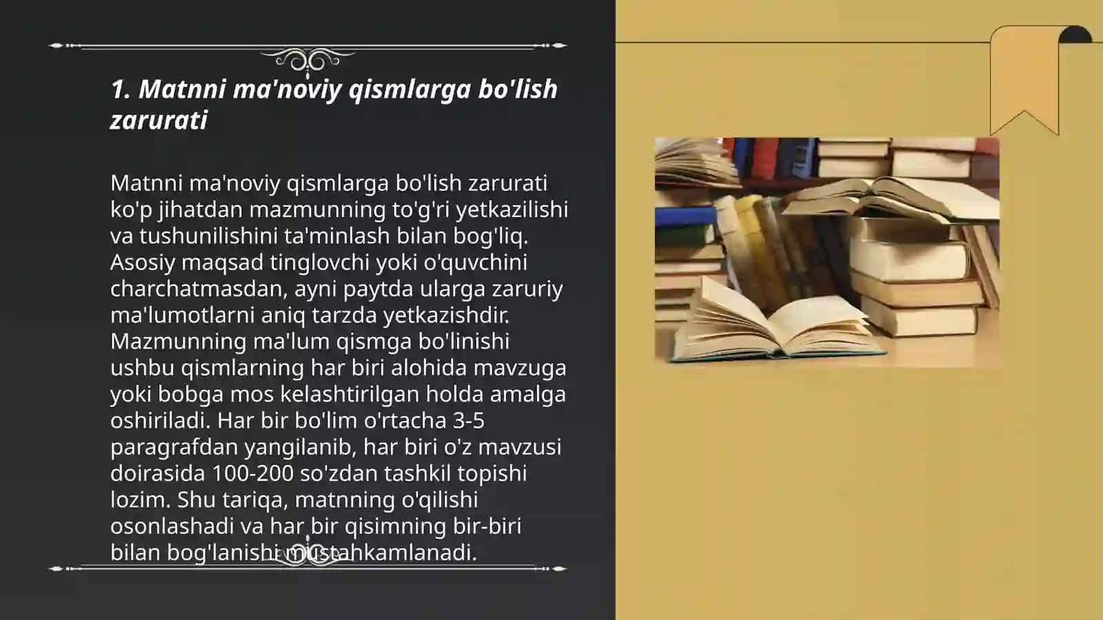 Matnni ma'noviy qismlarga bo'lish tamoyillari 3