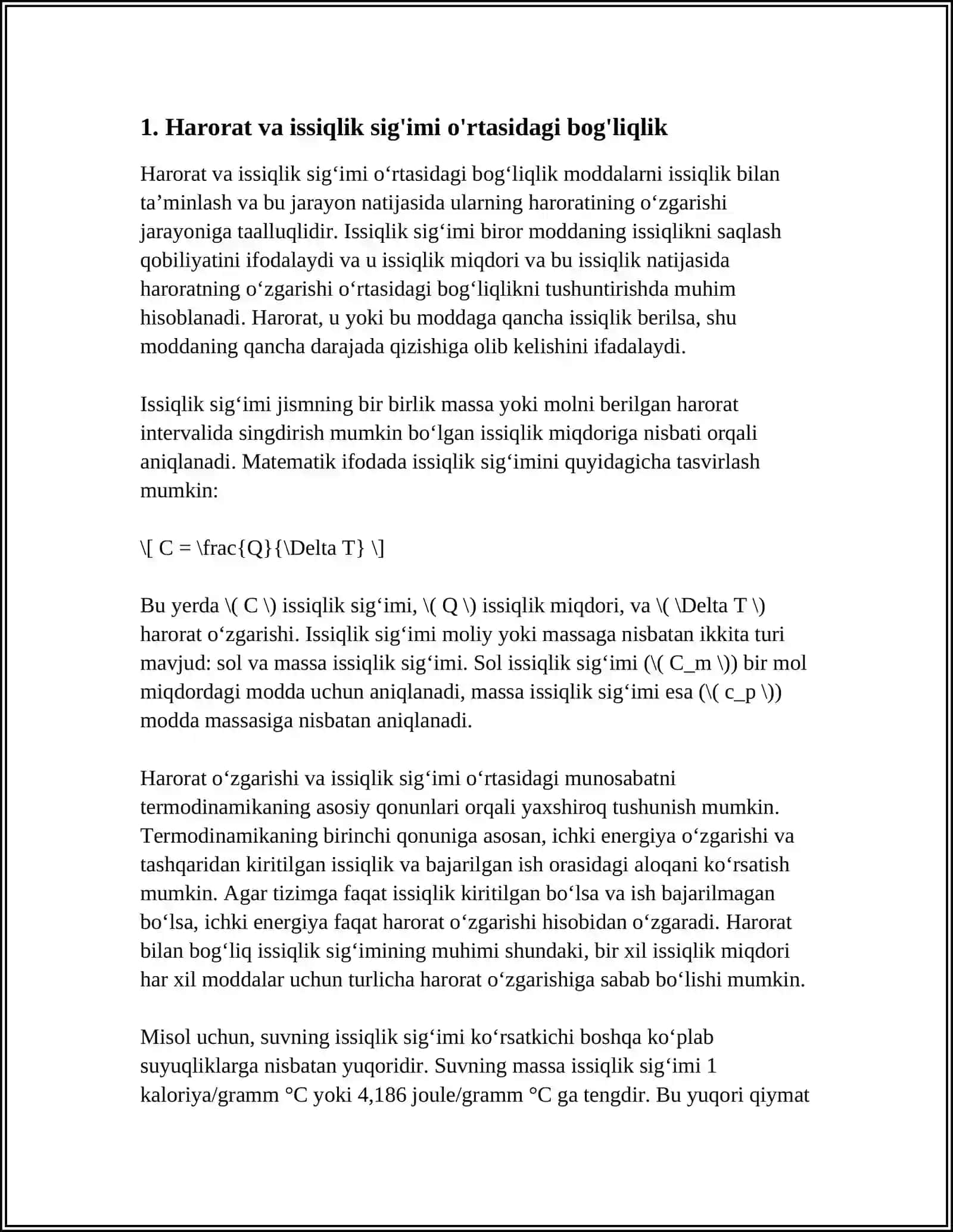 MUSTAQIL ISH Mavzu: SOLISHTIRMA ISSIQLIK SIG'IMINI HARORATGA BOG'LIQLIGI 3