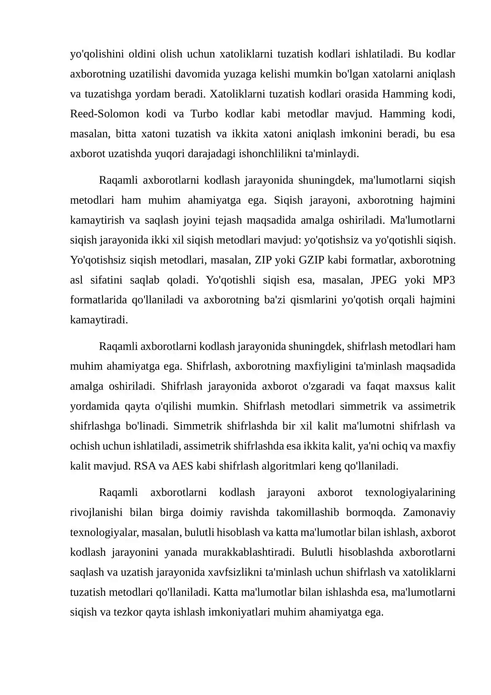 Raqamli axborotlarni kodlash. Matnli axborotlarni kodlash 3