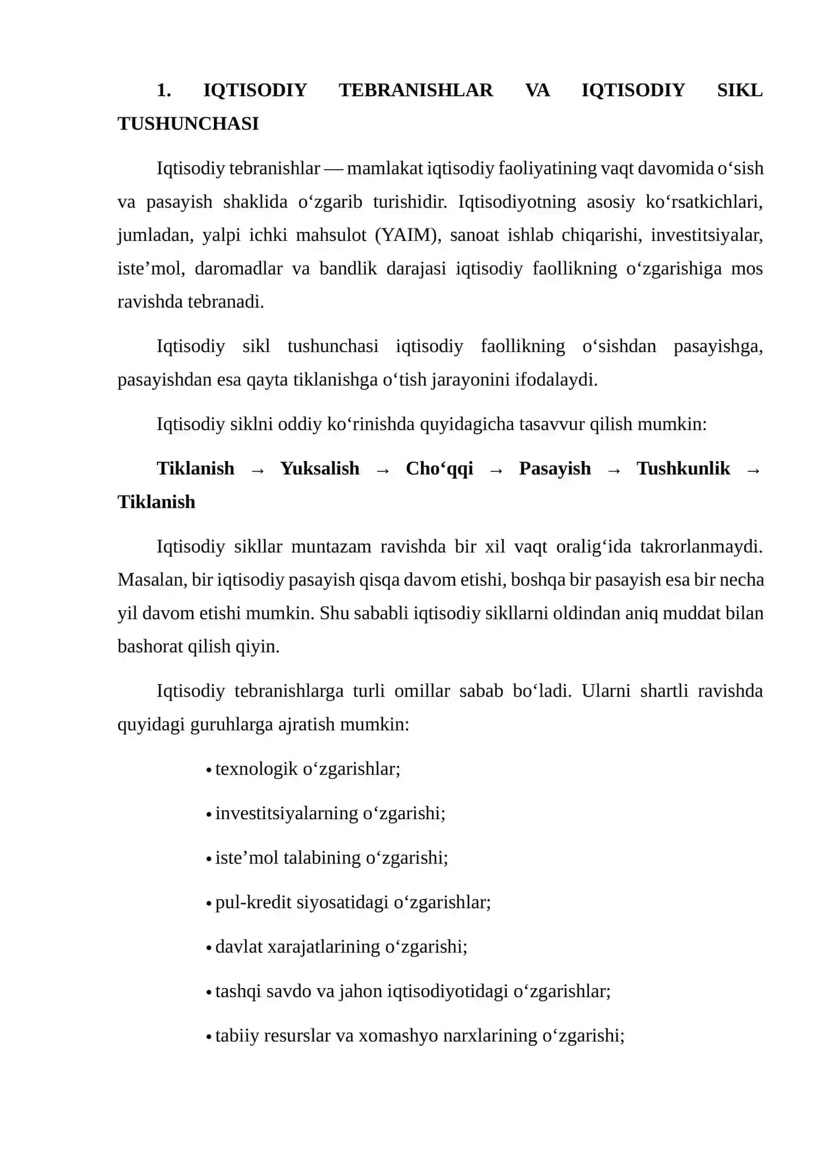 IQTISODIY TEBRANISHLAR ISHLAB CHIQARISH VA BANDLIKDA DAVRIY O‘ZGARISHLARGA OLIB KELADI 3