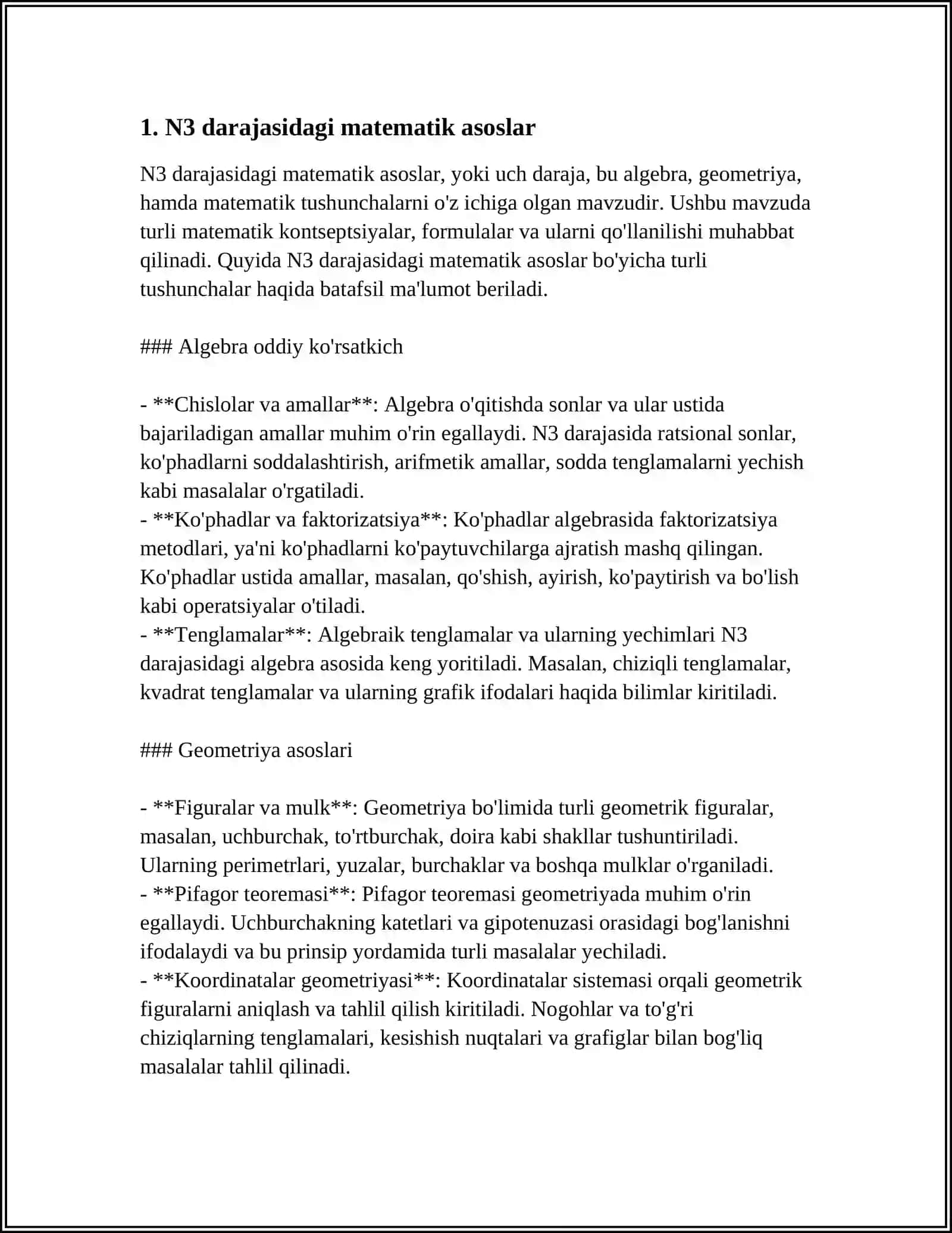 N3 darajasidagi matematik asoslar 3