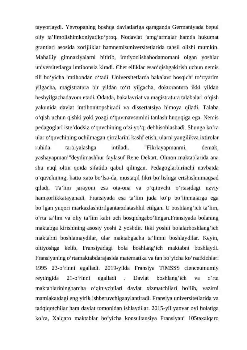 Yevropa mamlakatlarida uzluksiz ta'limni tashkil etish tajribasi 3