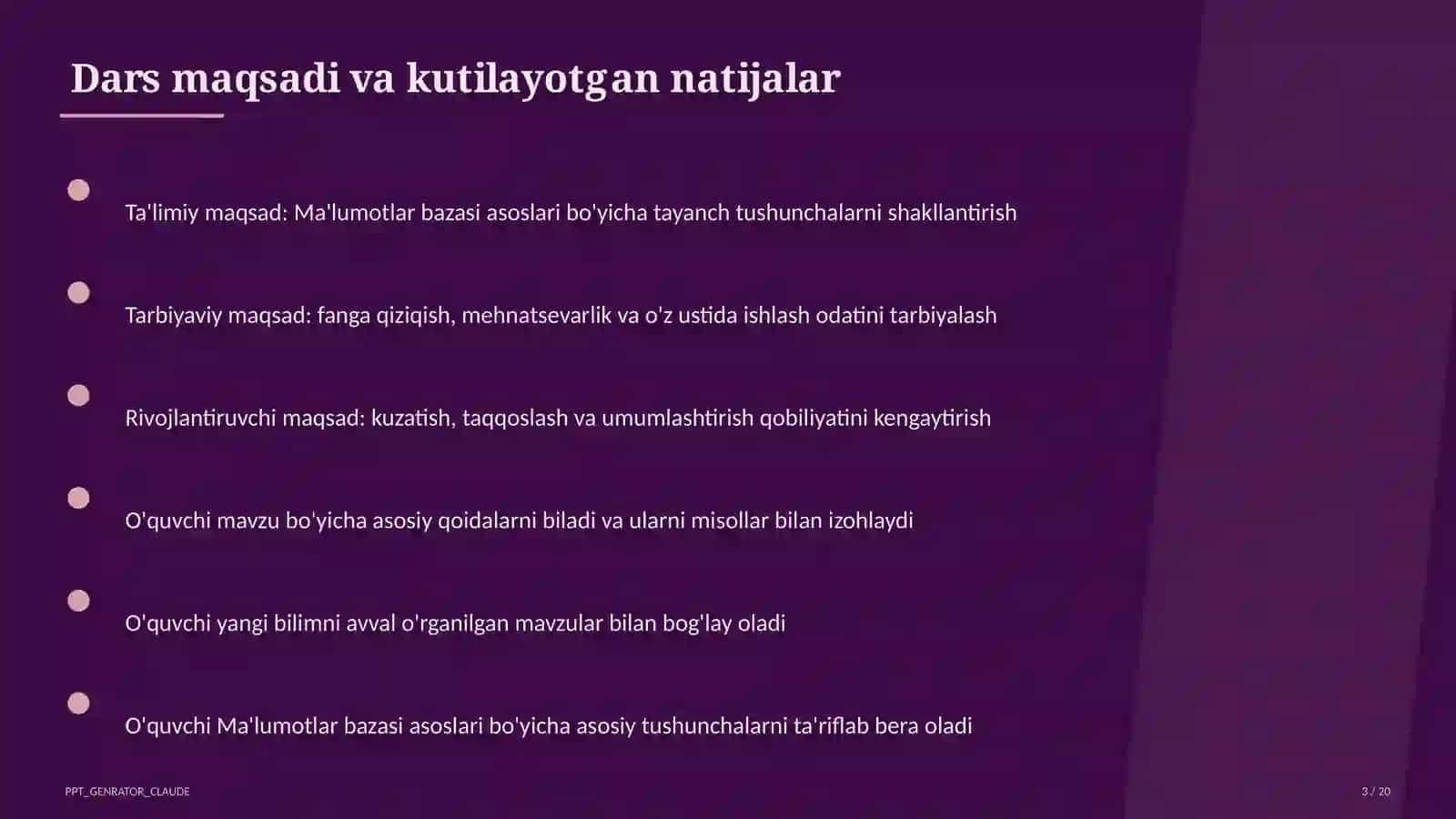 Ma'lumotlar bazasi asoslari (9-sinf) 3