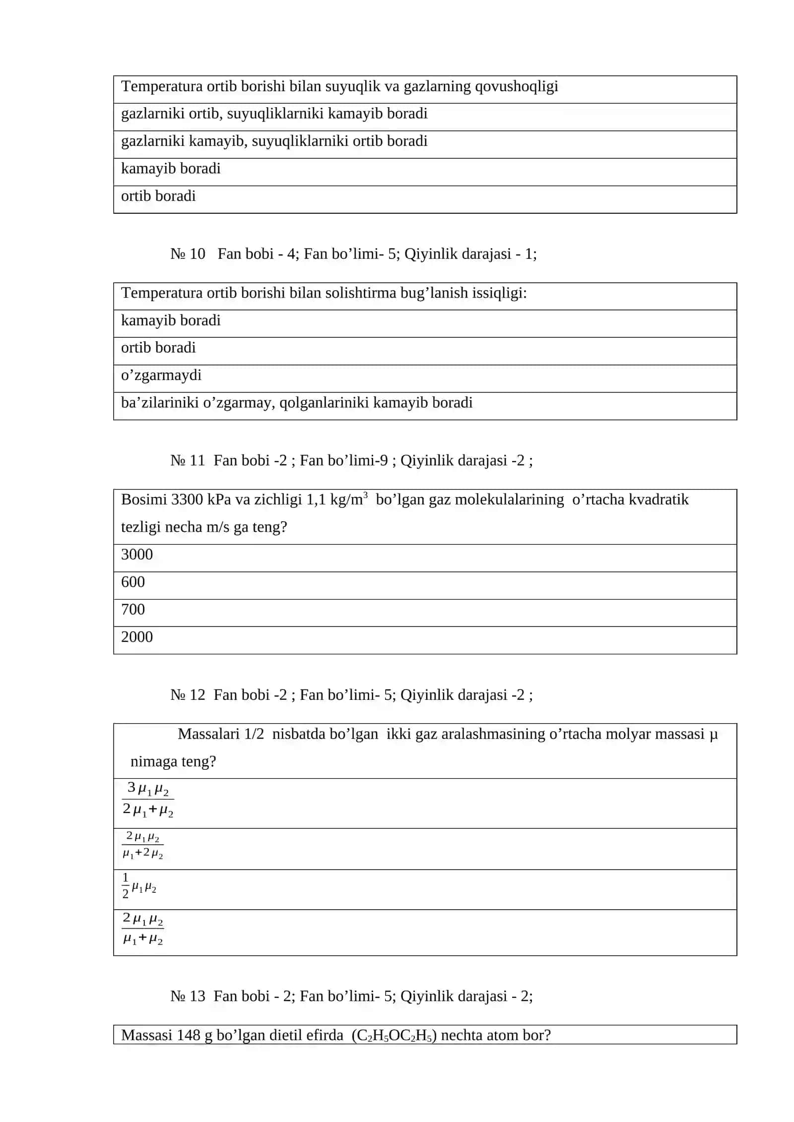 MOLEKULYAR FIZIKA test savollari 3