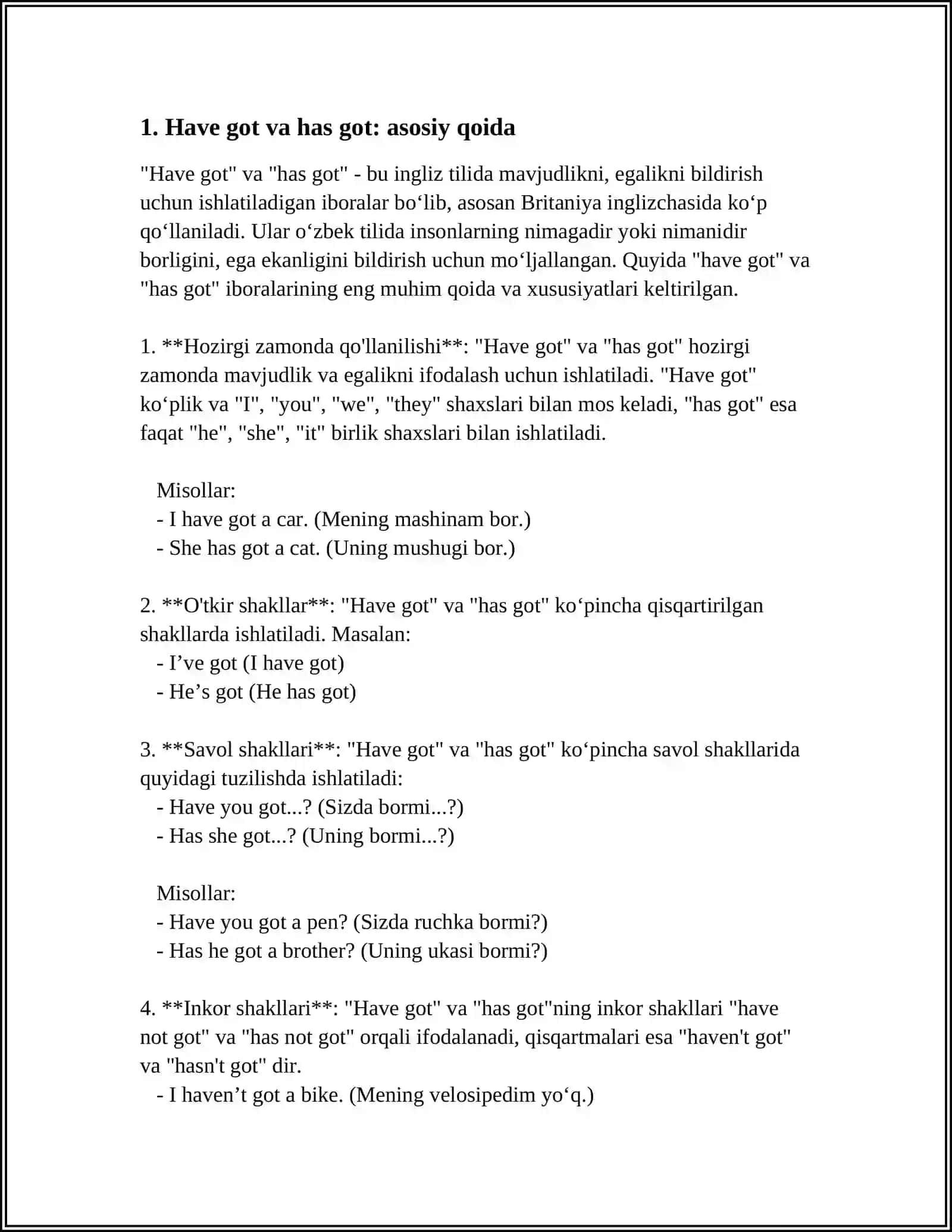 HAVE GOT/HAS GOT 3