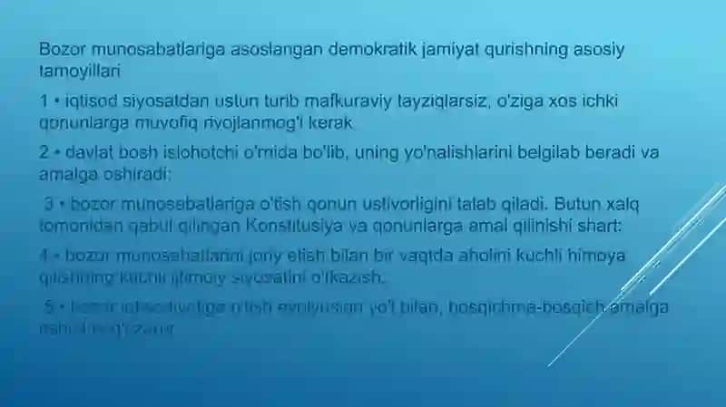 O‘zbekistonda bozor munosabatlarining rivojlanishi 3