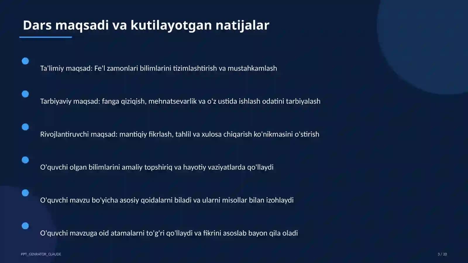 Fe'l zamonlari (4-sinf) 3