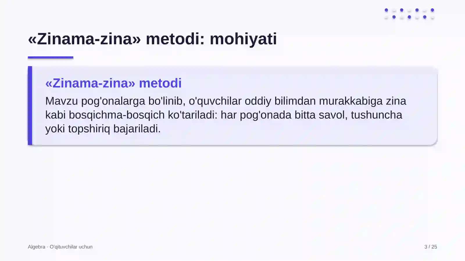 algebra darslarida zinama zina metodidan foydalanish 5183 3