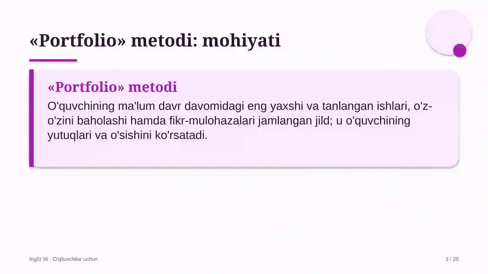 ingliz tili darslarida portfolio metodidan foydalanish 8676 3