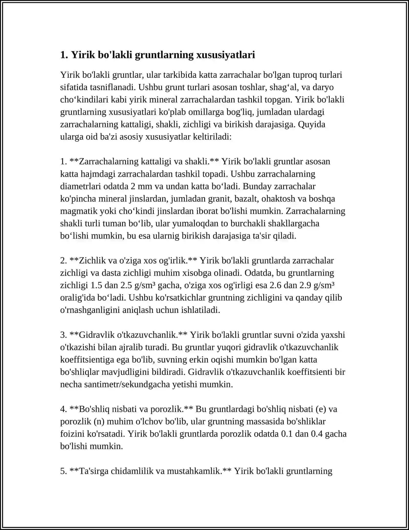 YIRIK BO'LAKLI QUMLI VA GIL TUPROQLI GRUNTLAR 3