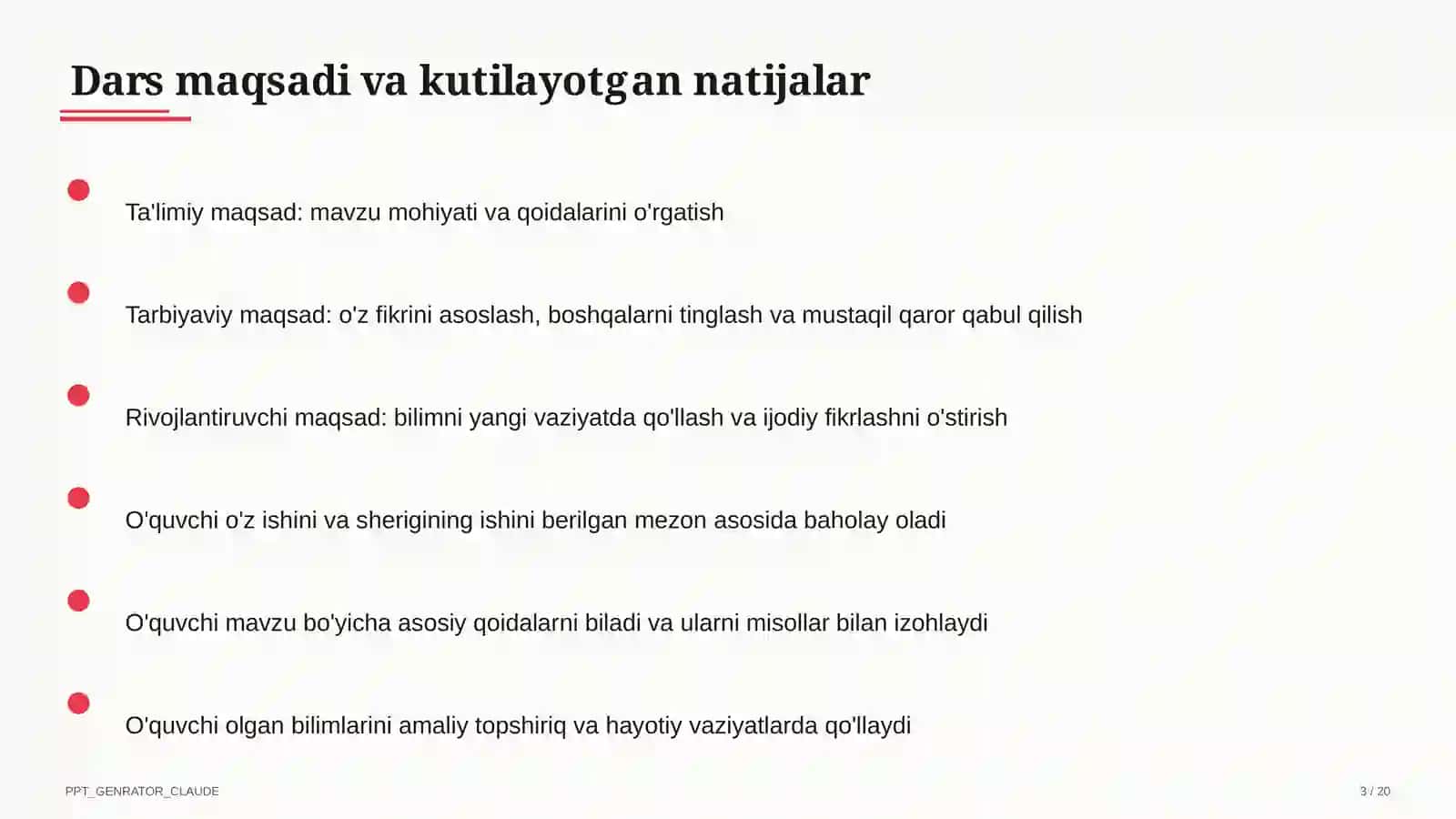 Takrorlash darslari "Matematika" uchun 3