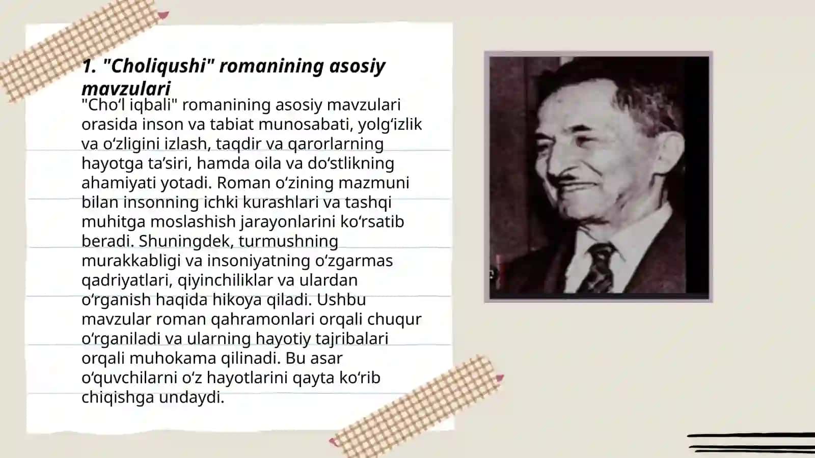 Roshad Nuriy Guntikinning,,Choliqushi romanining taʼlimiy va tarbiyaviy tomonlari 3