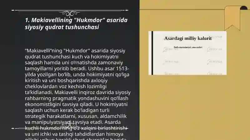 Makiavellining "xukmdor" asari boyicha 3