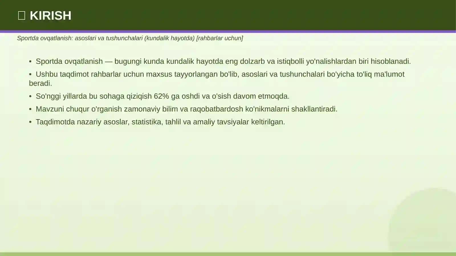 SPORTDA OVQATLANISH: Asoslari va tushunchalari (kundalik hayotda) 3