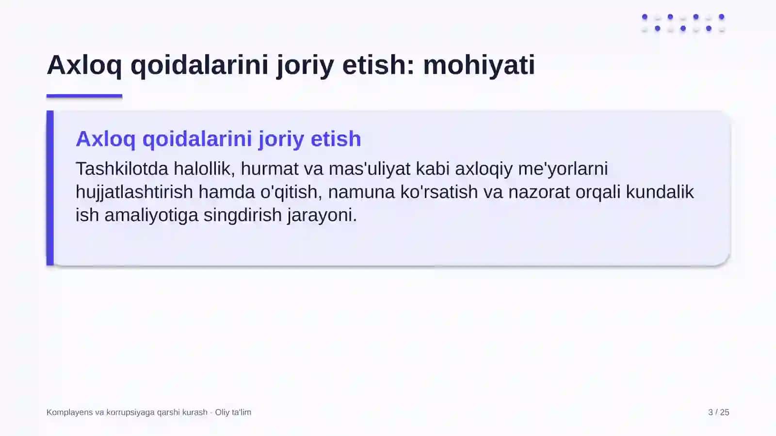 Konservatoriyalarda axloq qoidalarini joriy etish 3