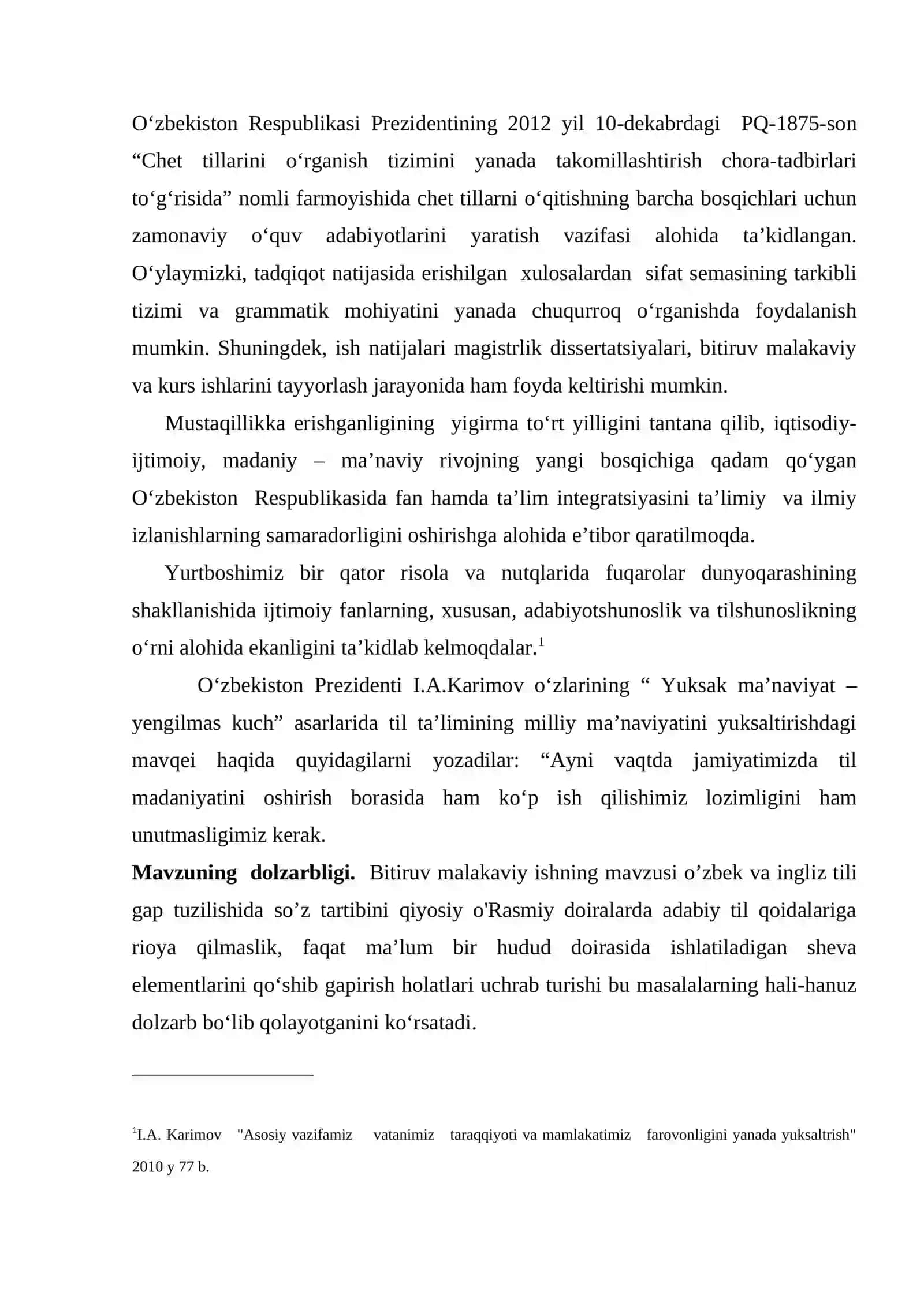 Ingliz va o’zbek tillarida gap bo’laklarining tartibini o’rganish 3