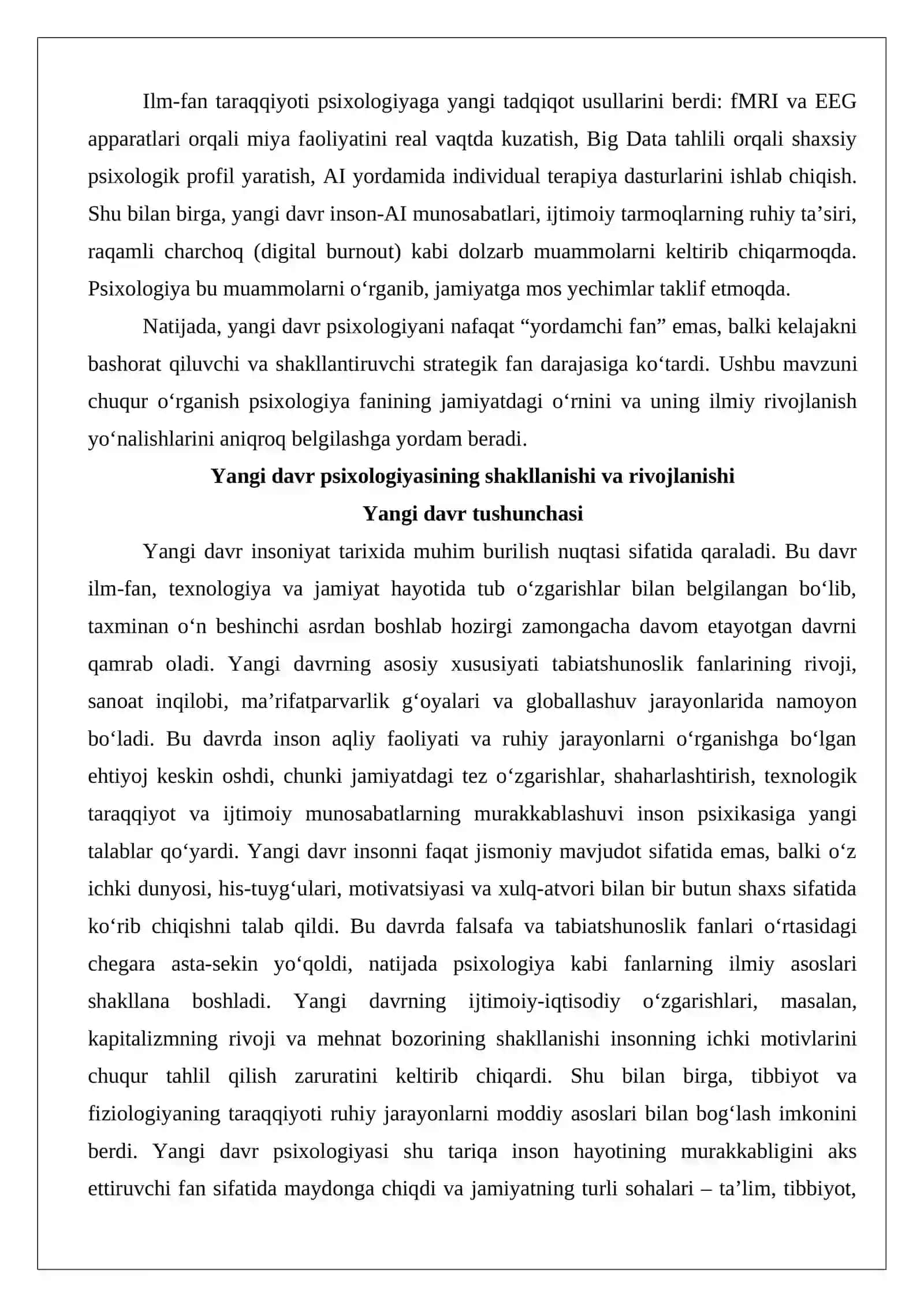 Yangi davr va psixologiya. Psixologiya fanining dolzarbligi 3