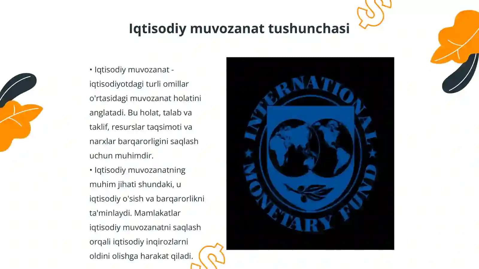 Iqtisodiy muvozanat, uni ta'minlash shart-sharoitlari va aniqlash usullari 3