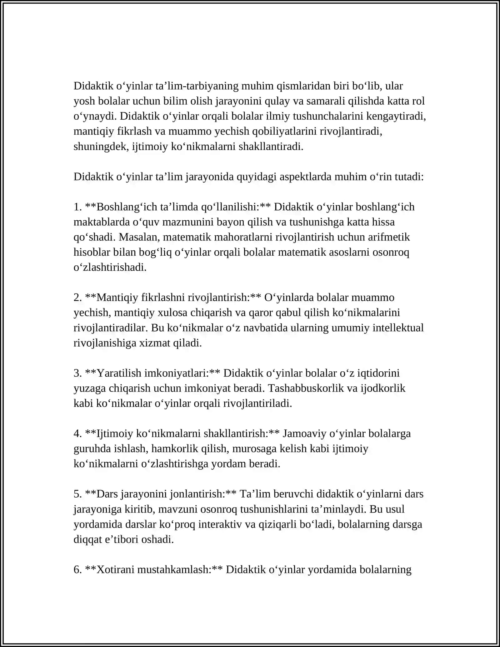 TABIIY FANLAR DARSLARIDA DIDAKTIK O‘YINLARNING O‘ZIGA XOS XUSUSIYATLARIDAN FOYDALANISHNING AHAMIYATI 3