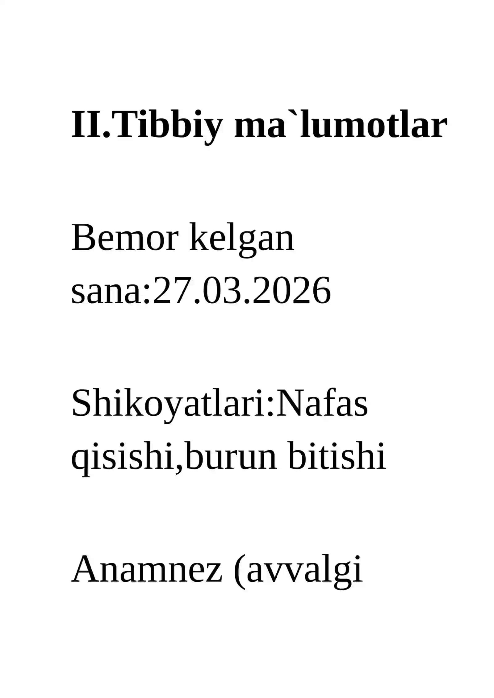 Tibbiy Mal`umotlar formasi (Medkarta) 3