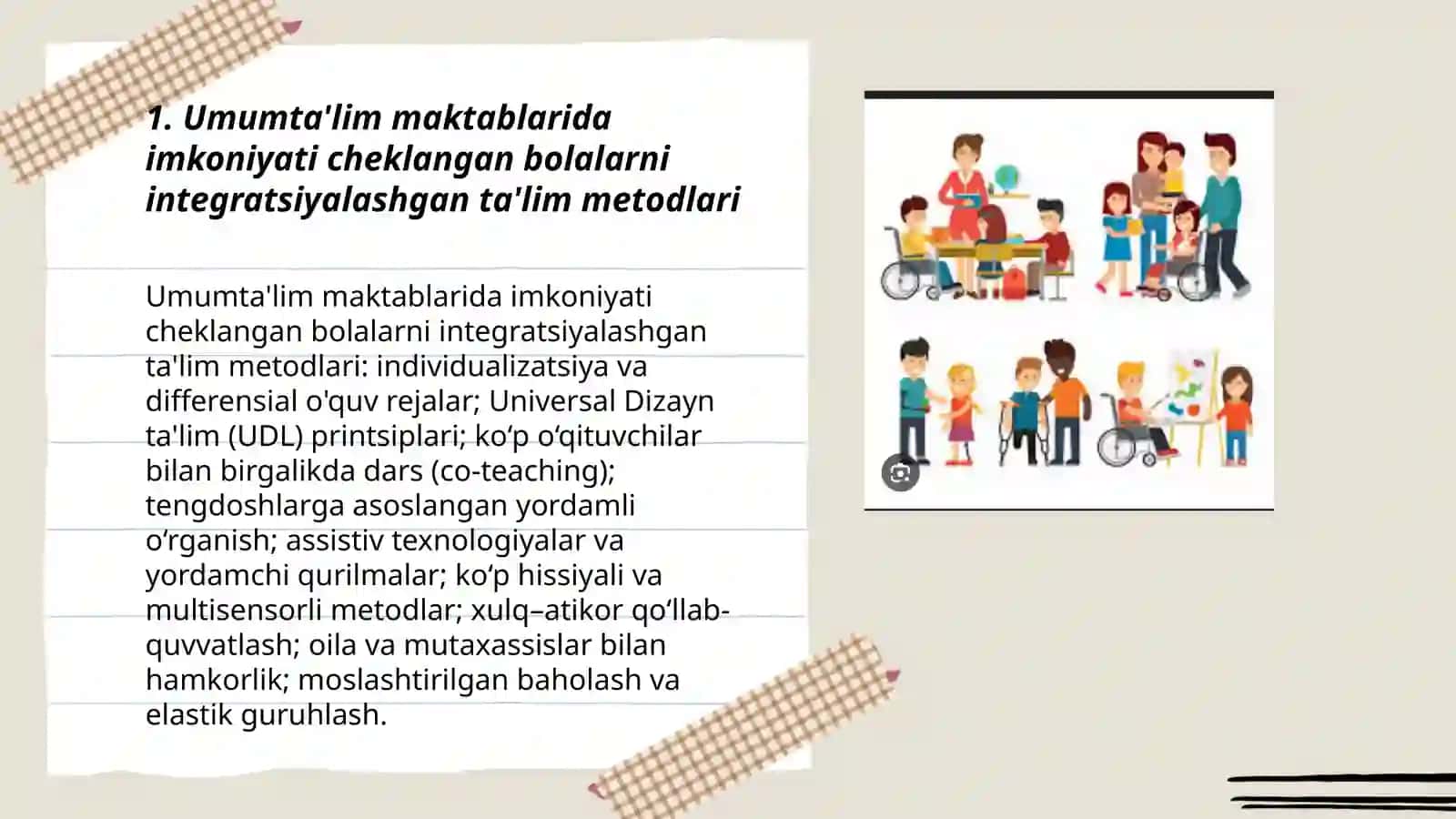 Umumta'lim maktablarida imkoniyati cheklangan bolalarni oʻqitish Muxtorova Mubina 3